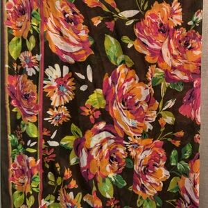Vera Bradley oblong Brown Floral Rose Knit Scarf